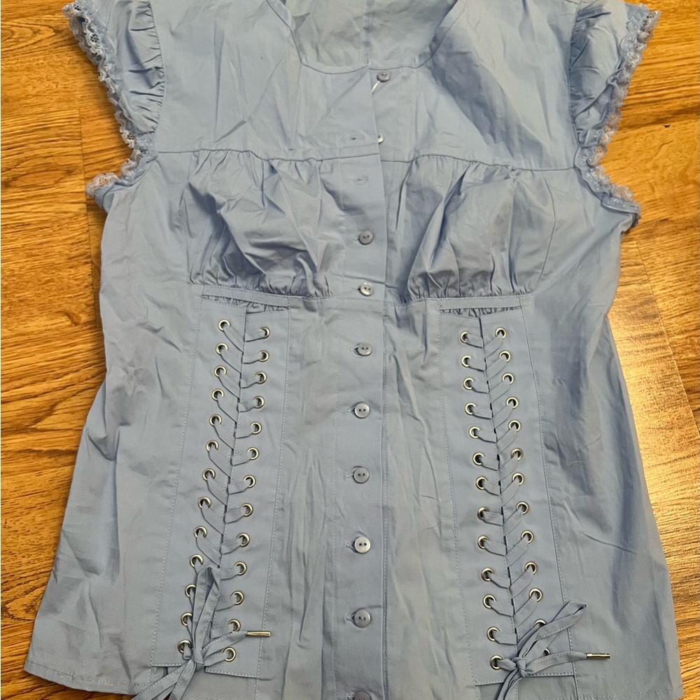 Moda International Sleeveless Sky Blue Top - Picture 7 of 10